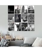12 Tableaux décoratifs City noir/blanc - 20x15 cm